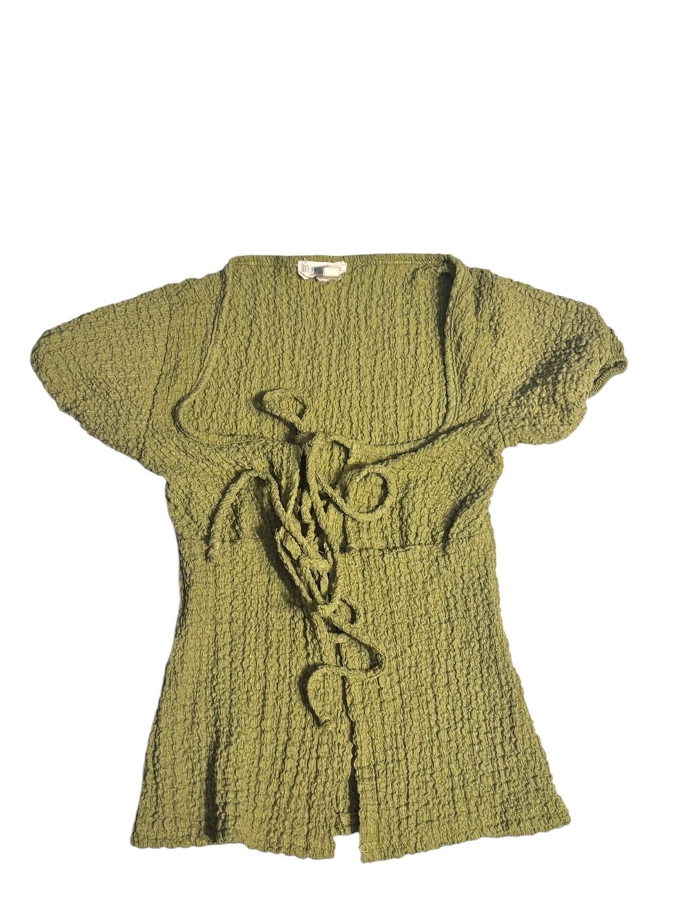 See You Monday Tie Front Top Olive Green Women’s XS